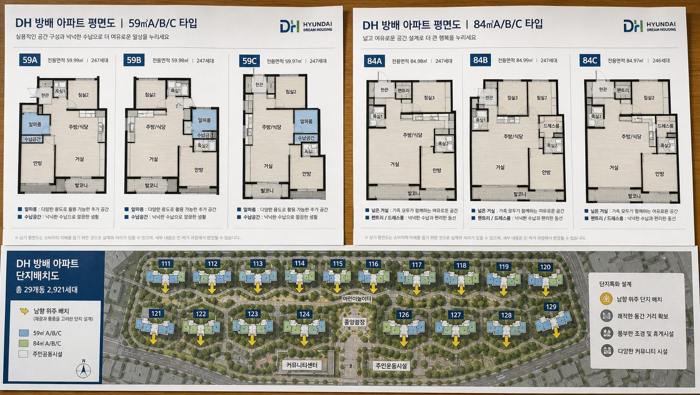 디에이치방배 평면도 타입 구성과 단지 배치 연계