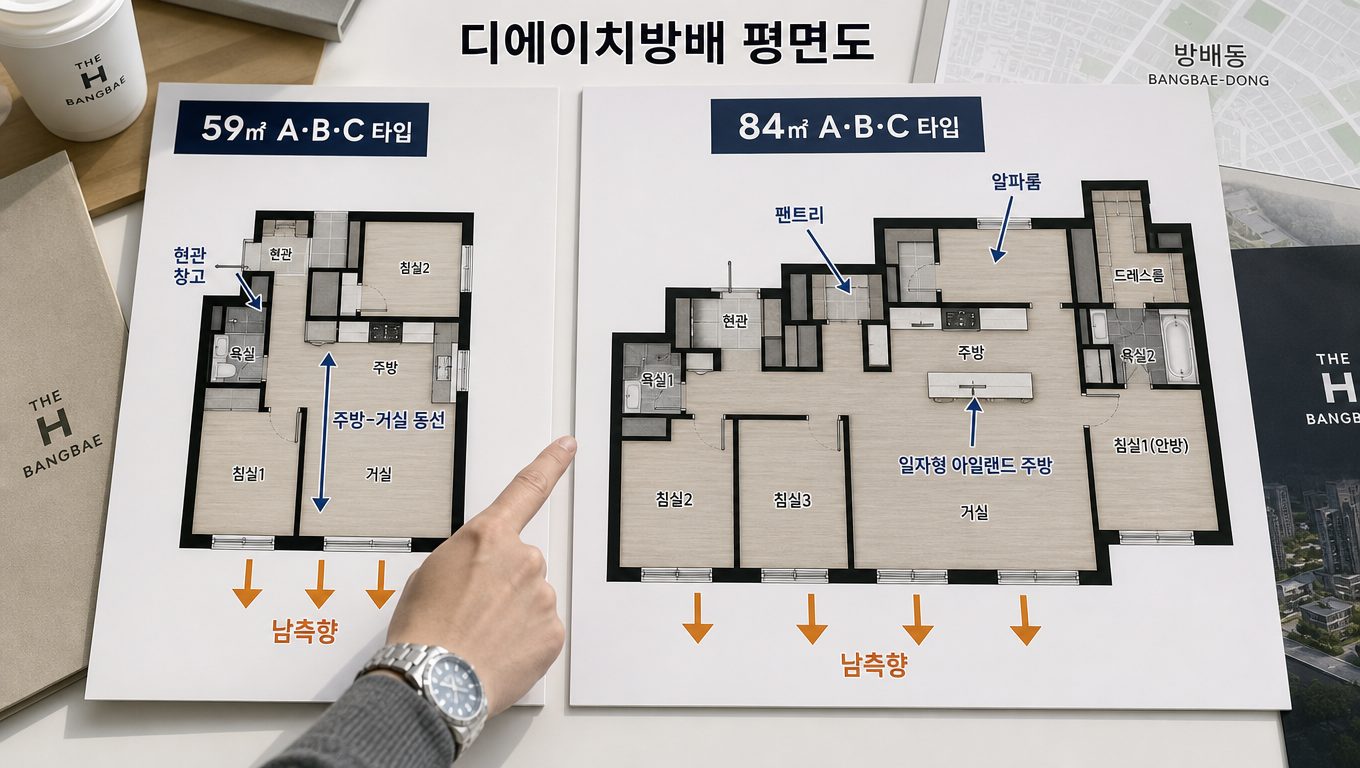 디에이치방배 평면도 타입별 구조와 수납공간, 향 배치의 특징