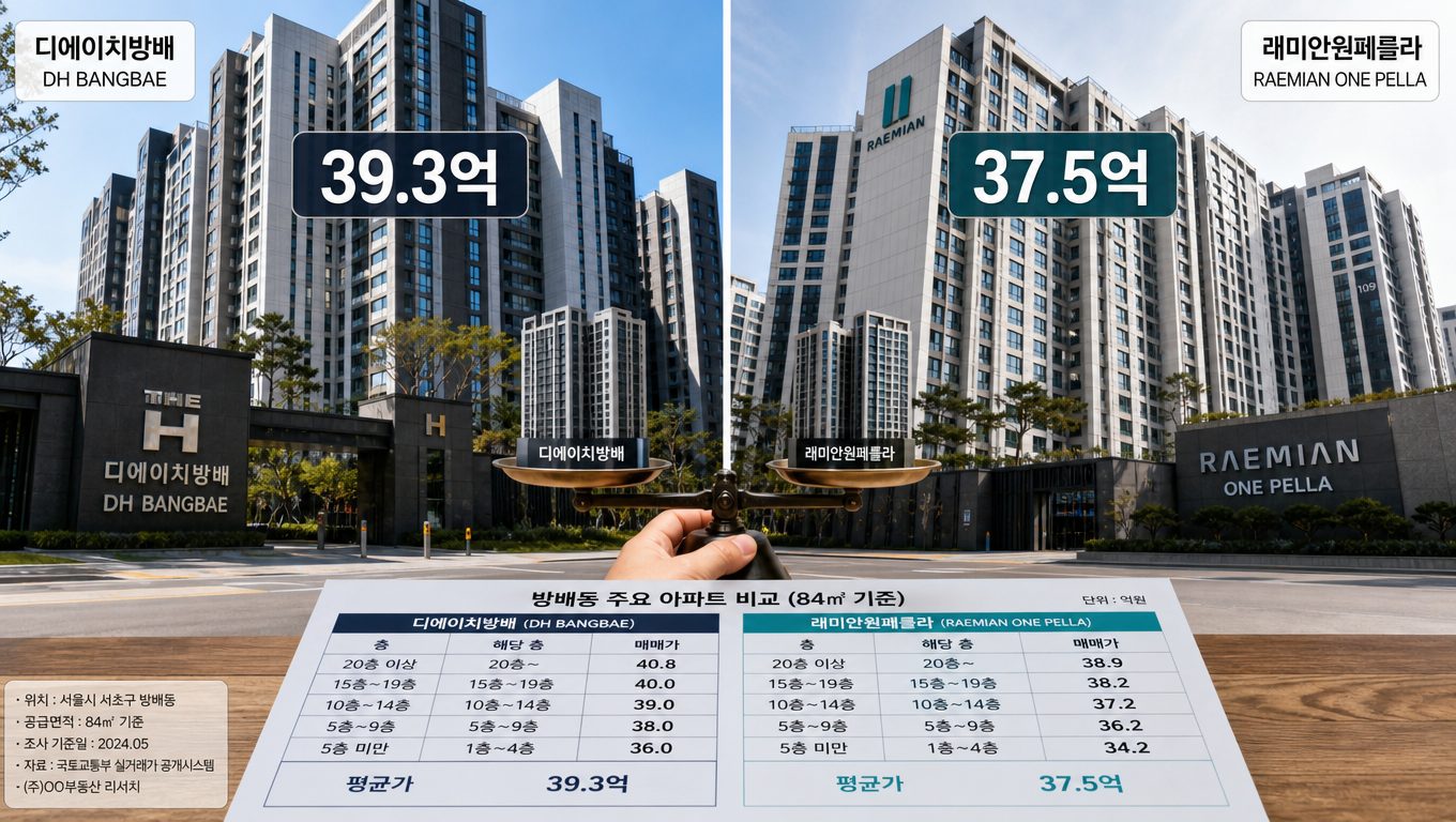 디에이치방배 매매 실거래가와 주변 단지 가격 비교