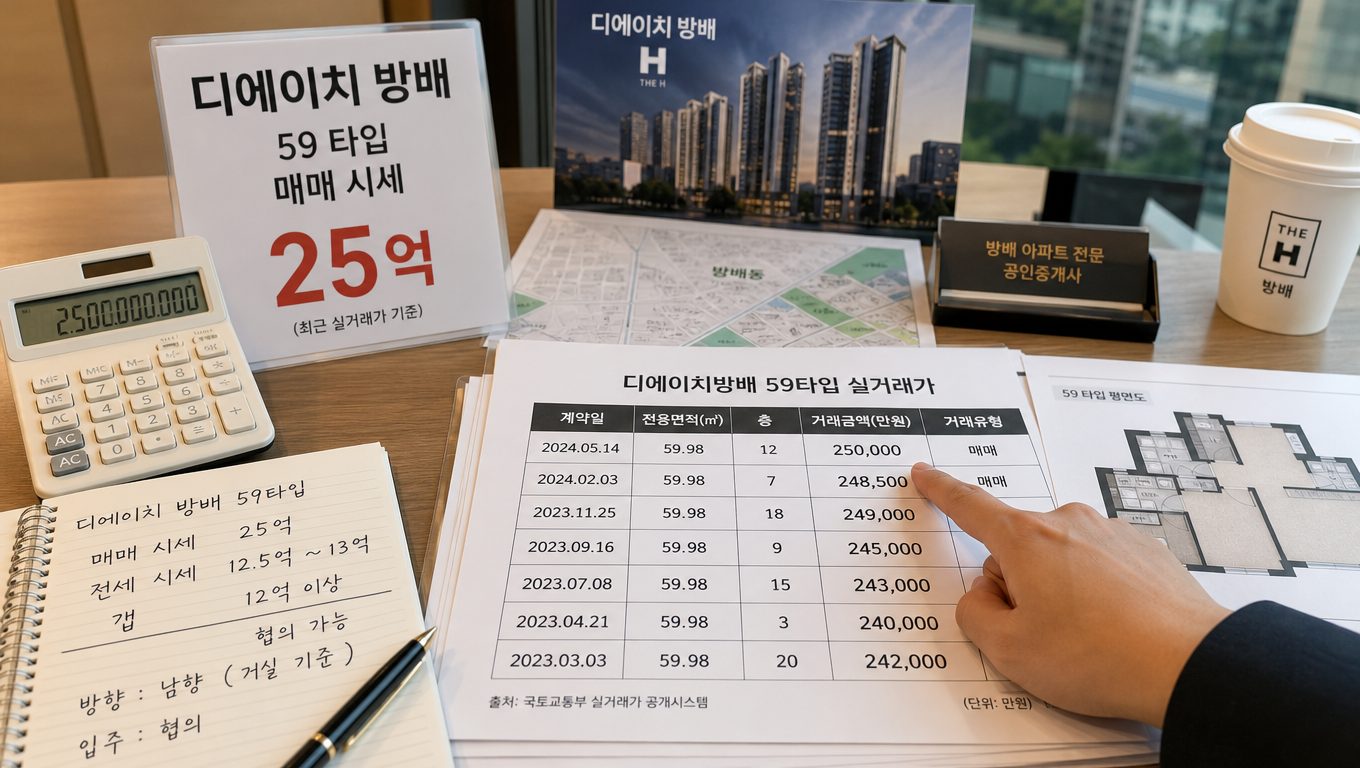 디에이치방배 59 타입 매매 시세와 실거래가