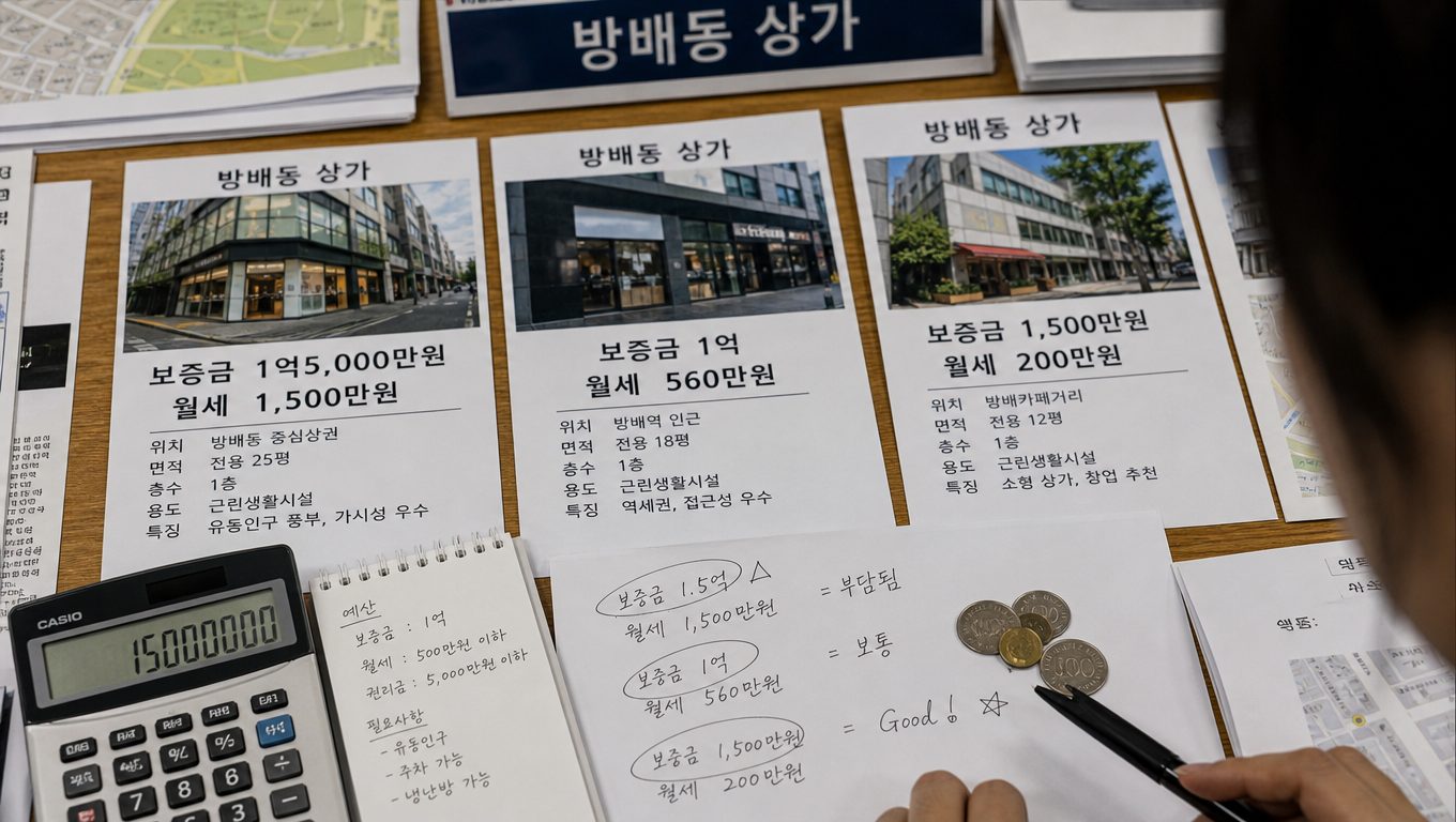 방배동 상가 보증금 월세 실제 매물 조건